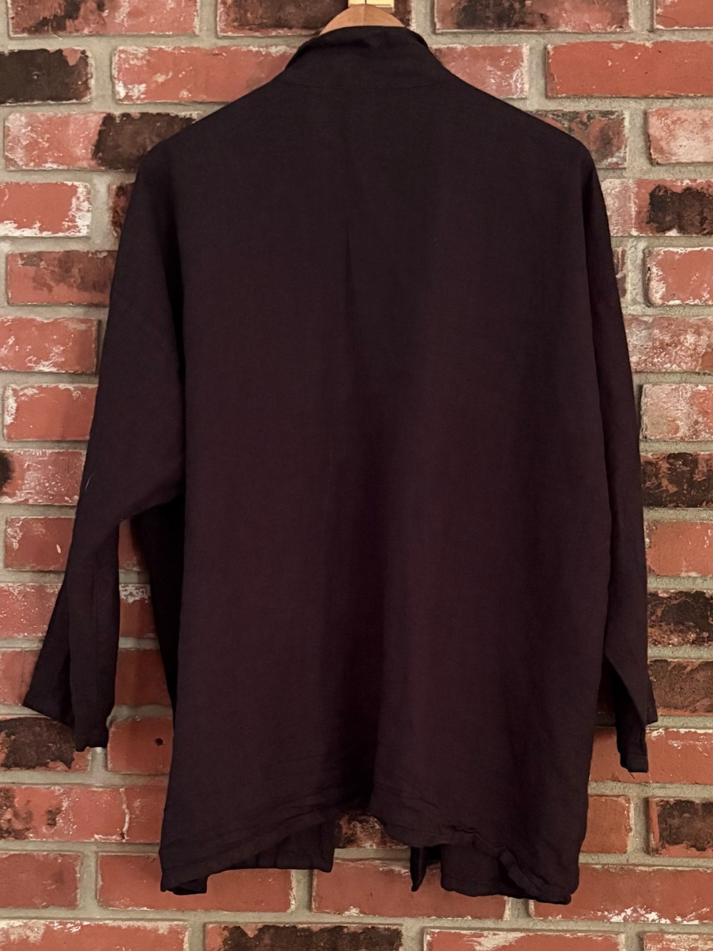MatchPoint USA Black Linen Open Front Lagenlook Relaxed Jacket Sz L - Picture 2 of 10